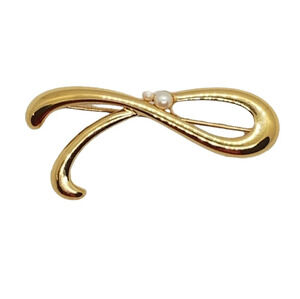 MONET VINTAGE FANCY LOOP  GOLDTONED & FAUX PEARL PIN